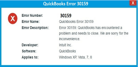 QuickBooks Payroll Error 30159 error message
