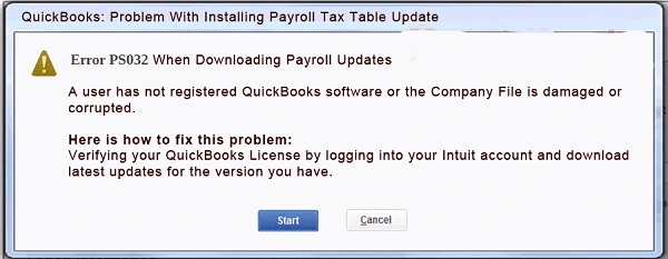 QuickBooks Error PS032 (Error Message)