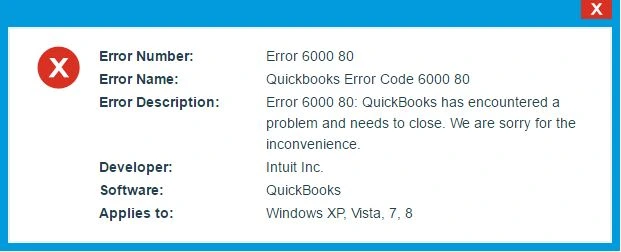 QuickBooks Error 6000 80 (error message)