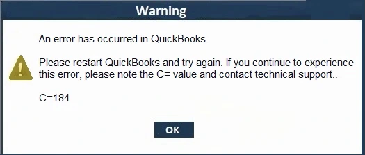 QuickBooks Error C=184 (Message)