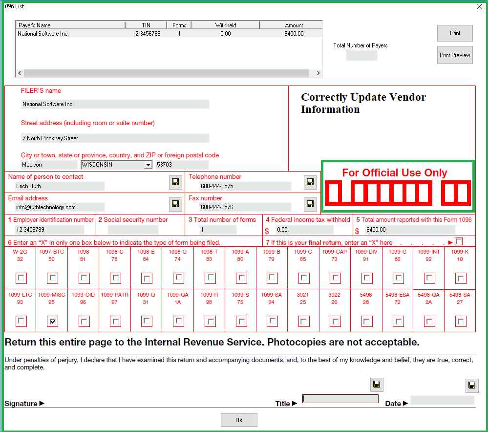 Correctly Update Vendor Information