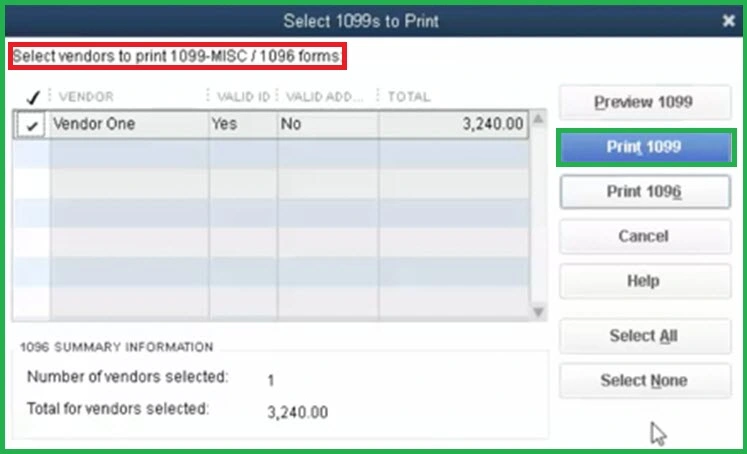 Review and Mail the 1099 and 1096 Forms