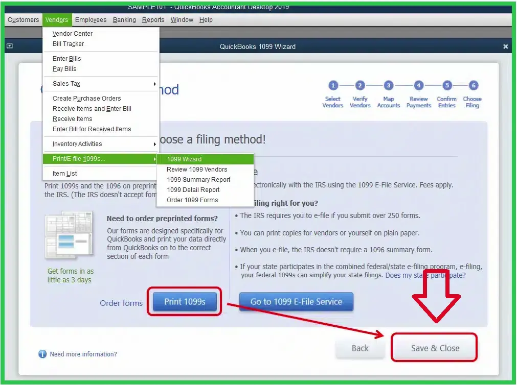 Print Form 1099 and 1096 in QuickBooks