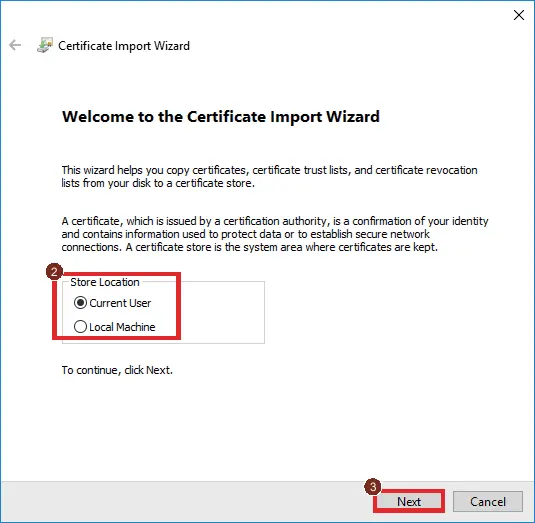 Certificate Import Wizard