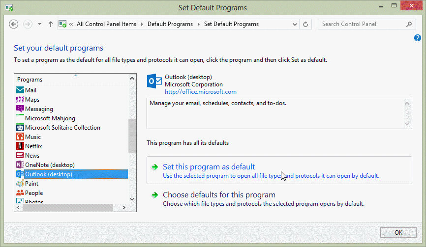 Set Default program