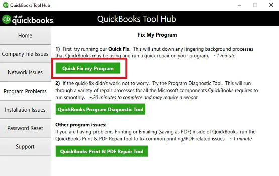 Quick Fix my Program (QuickBooks won't open)