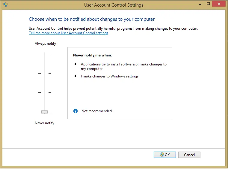 User Account Control Settings