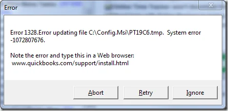 Quickbooks eror 1328