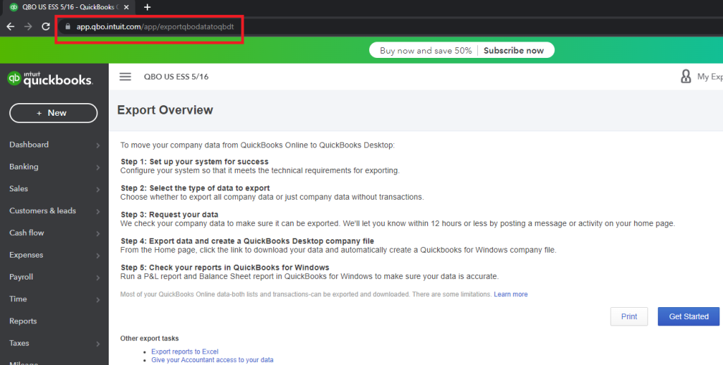 QuickBooks migration tool setup