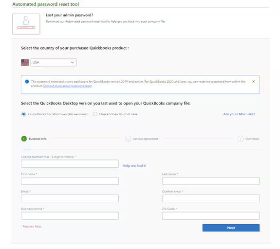 Automated password tool for QuickBooks