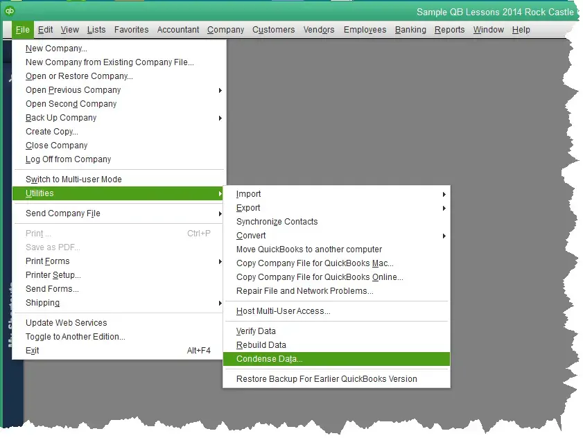 click Condense Data