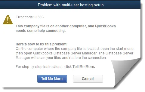 quickbooks error message H303