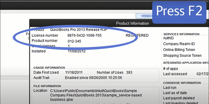 License Information and a product key