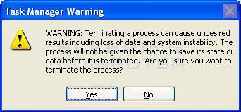 Task Manager Warning