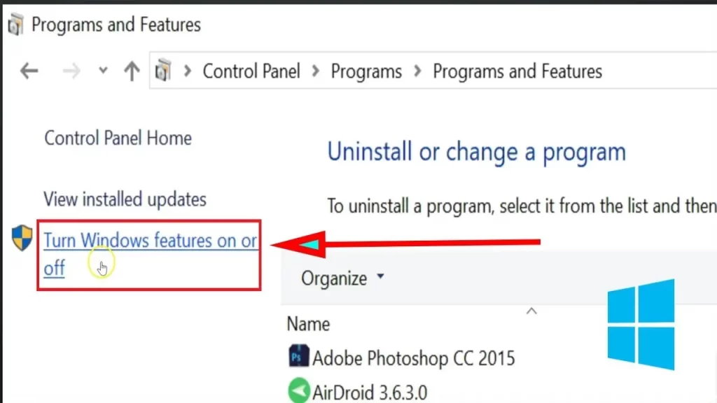 Turn Windows features on or off