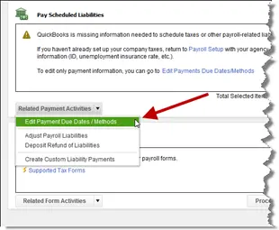 choose Edit Payments Due Dates Methods