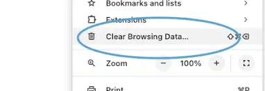 click Delete Clear browsing data