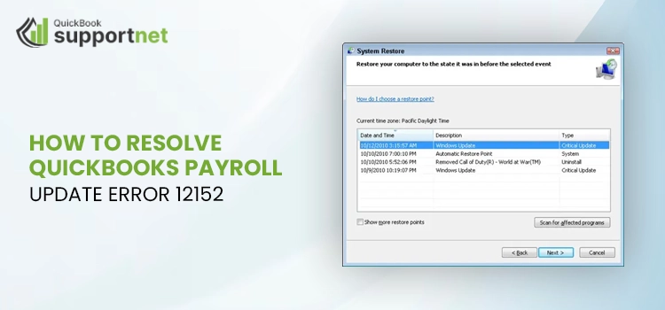QuickBooks error 12152