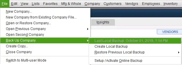 Adjust backup settings