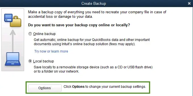 Back up QB company file manually