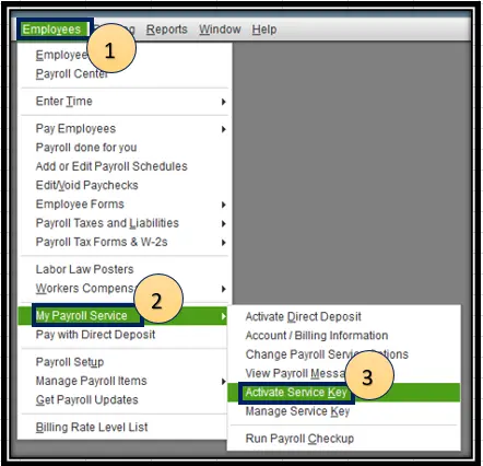 My Payroll Service and activate service key