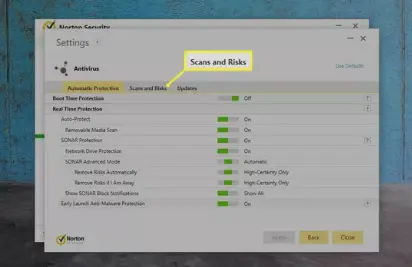 choose the section Scan and Risks