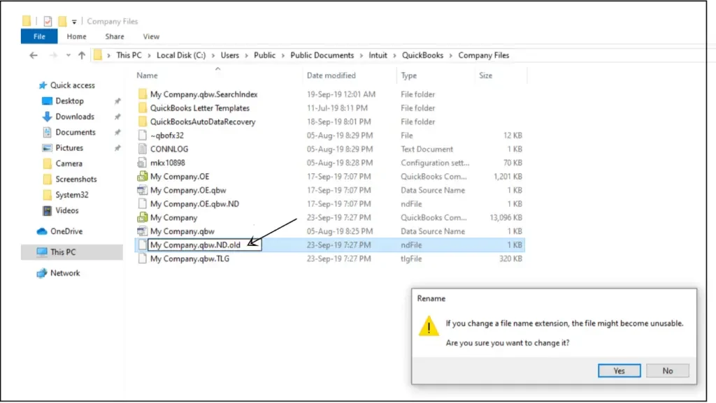 rename the file name of .ND and .TLG files