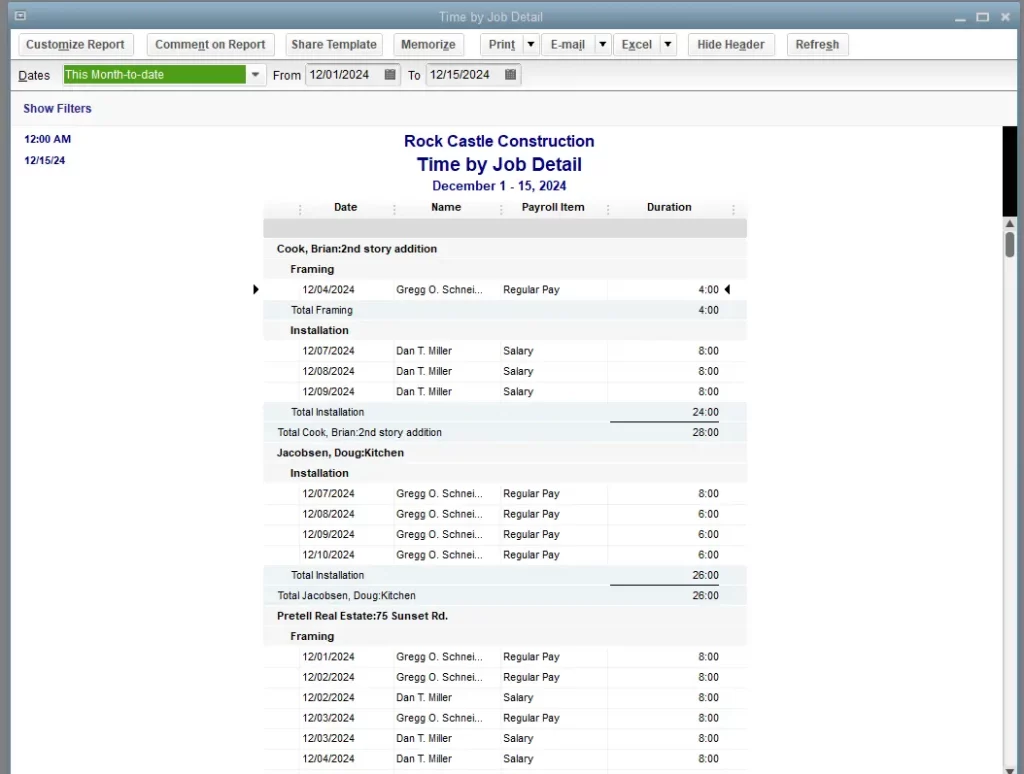 timesheet data report