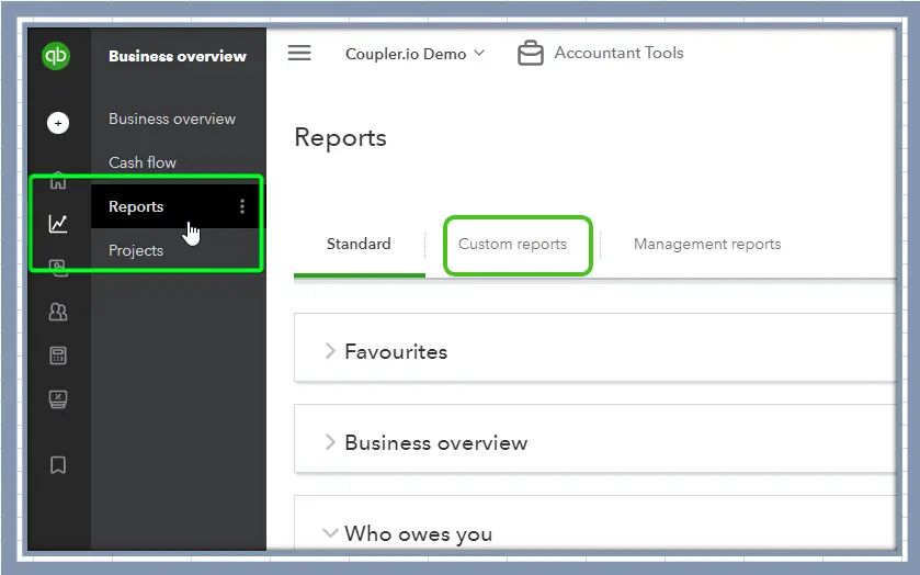 Reports menu