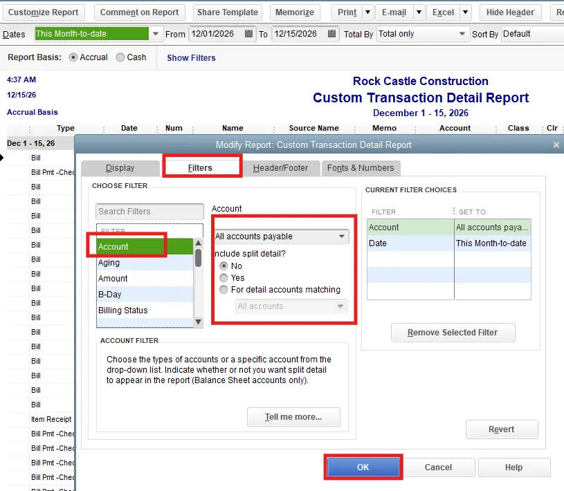 Set the Report Basis