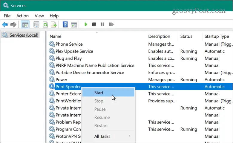 search for the Print Spooler 2
