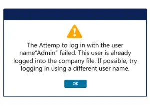 QuickBooks Login Failed message