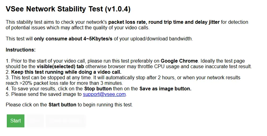 VSee Network Stability Test