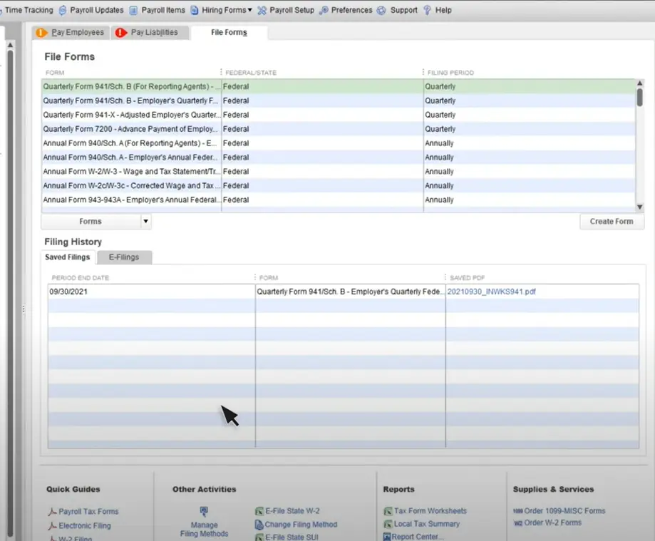 E-file QuickBooks Form 941