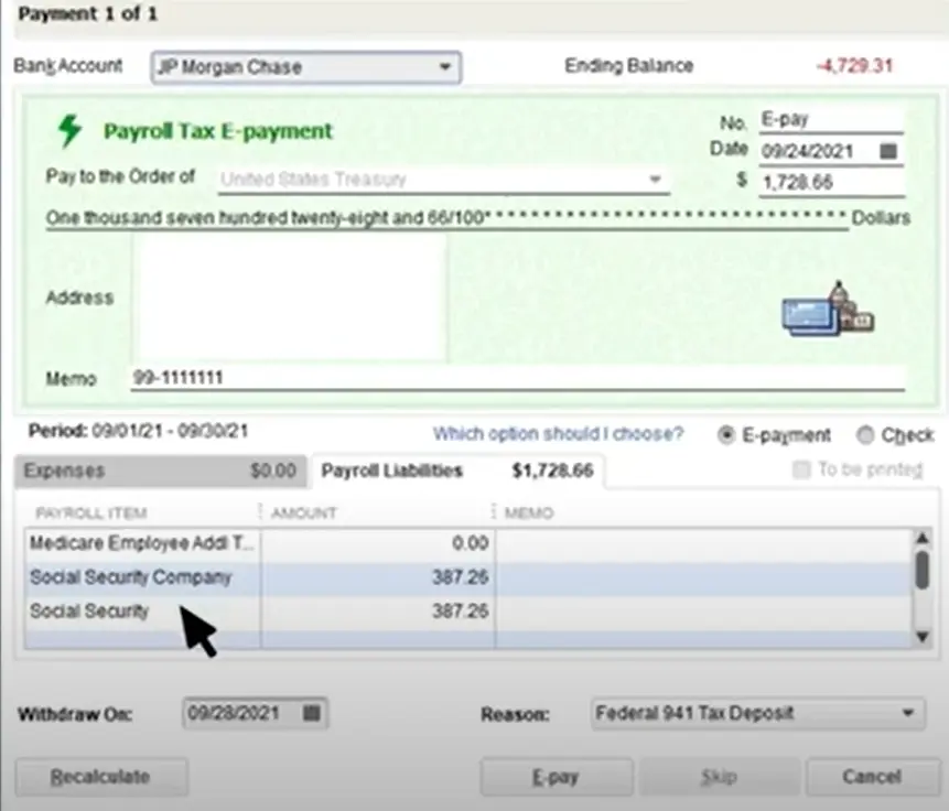 E-pay Tax Form 941 in QuickBooks Desktop