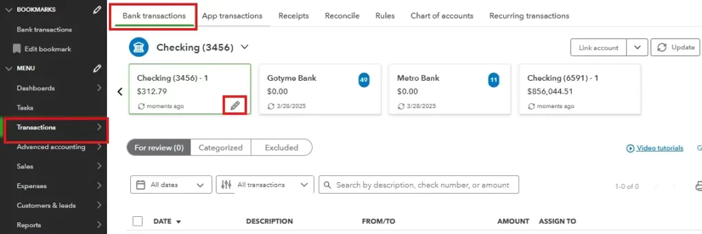 Select Bank Transactions