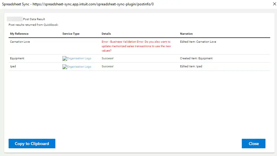 Spreadsheet Sync posting template